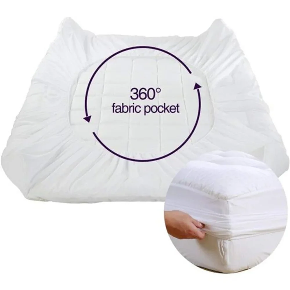 Queen Size Mattress Pad Pillow Top Mattress Cover Quilted Fitted Protector